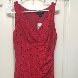 Ralph Lauren red lace sheath sleeveless dress